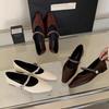 2025 Spring and Autumn New French Shallow Mouth Mary Jane Shoes Retro Metal Chain Small Leather Shoes Pointed Flat Sole Shoes Women