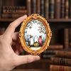 Solid Wood Fridge Decorations Halloween Wooden Frame Refrigerator Magnet, Retro Oval Festive Magnet Pumpkin Ghost Magnetic Decoration for Kitchen