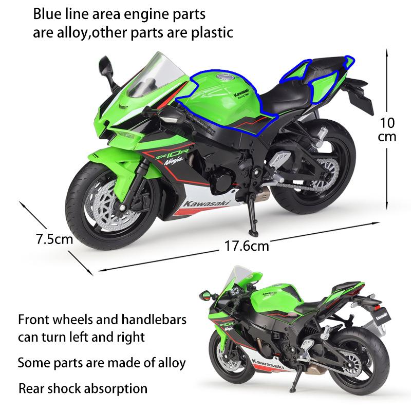 Масштаб 1/12 WELLY 2010 Kawasaki Ninja ZX-10R, модель мотоцикла из сплава, литье под давлением, металлические игрушечные транспортные средства, коллекция высокой имитации, детские подарки
