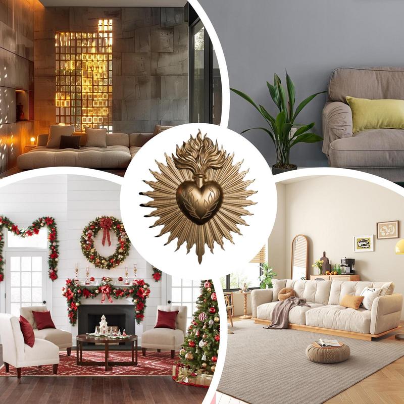 Gothic Sacred Heart Wall Decor Resin Heart Wall Ornament Spiritual Decor Catholic Home Decoration Religious Art Hangable For