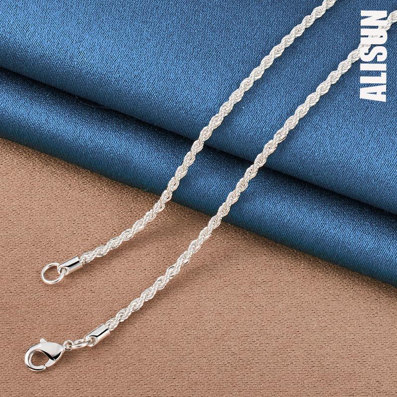 925 Sterling Silver 3mm Water Pattern Necklace Fashionable Wedding Jewelry