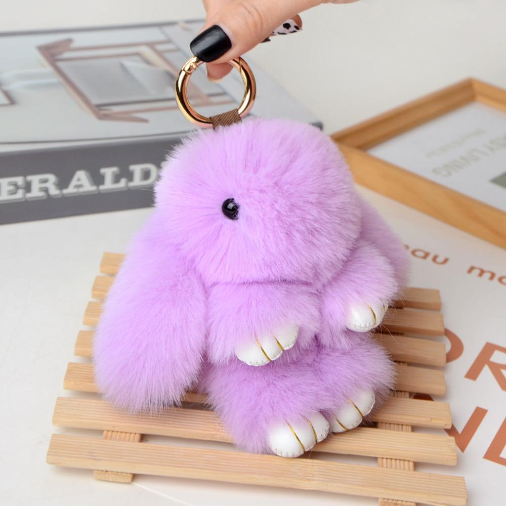 Artificial Rabbit Fur Rabbit  Key Chain Pompon Bag Pendant Cute Bunny Keychain  Gifts