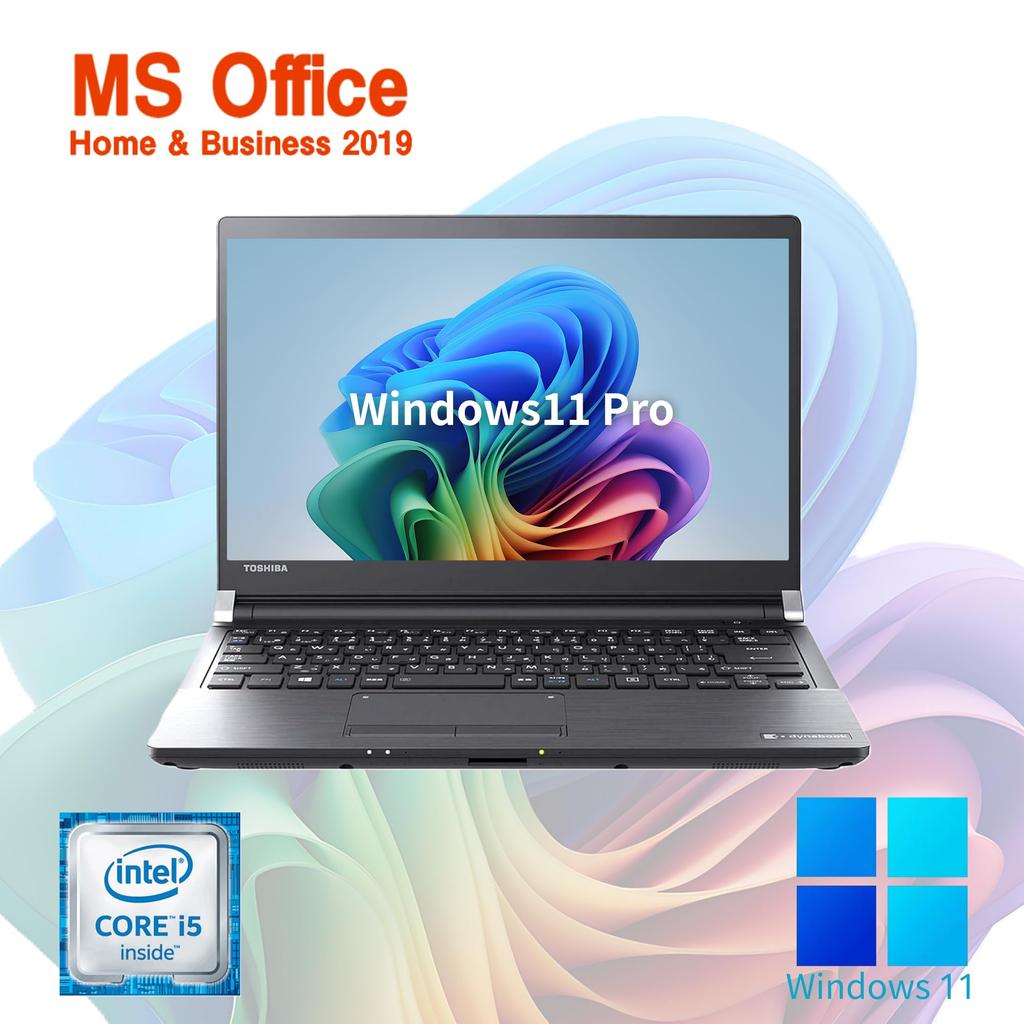 Refurbished Toshiba R73 7th Generation Windows 11 MS Office Wajun 8GB 128GB SSD Laptop, 13-inch, i5-7200U Processor, Pro, 2019, Webcam, Wi-Fi,