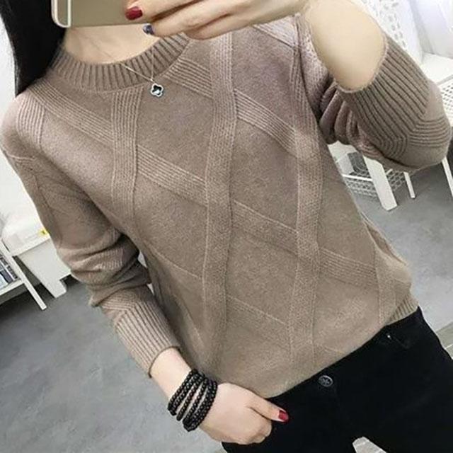 Half Turtleneck Wool Bottoming Shirt Women Short Lattice Loose Thickened Knit Sweater Inside Out Plus Size