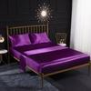 Роскошный атласный комплект постельного белья King Queen Size Простыня на резинке с наволочками Односпальный Двуспальный Домашний Однотонный Комплект постельного белья из искусственного шелка
