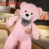 Oversized Teddy Bear Plush Toy With Checkered Bow Decoration For Gift Kids
