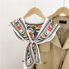 Cloak Oil Painting Shawl with Tie Multicolor Breathable Sle Silk Scarf Short Fake Collar Decorative Air Conditioned Room
