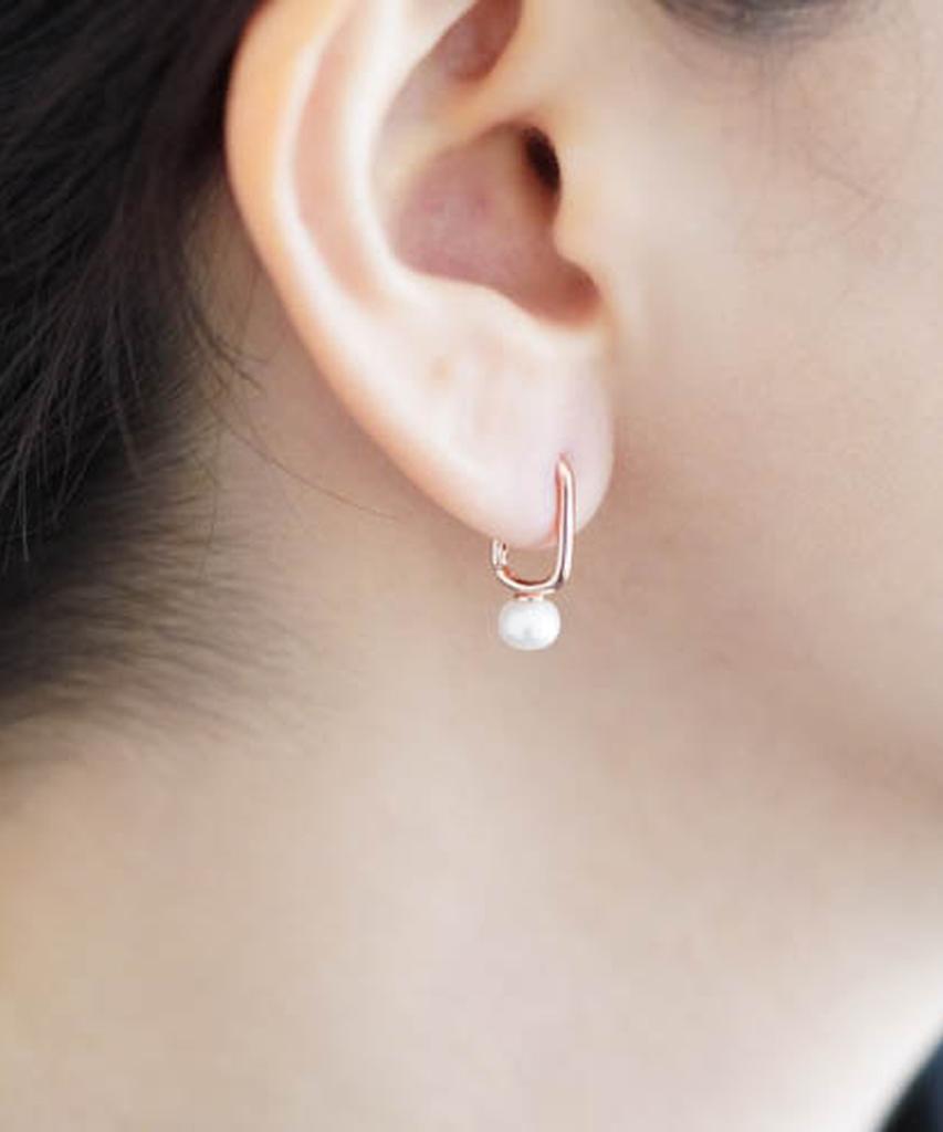 Серебряные серьги Alleun из серебра 925 пробы, U-образной формы, с пресноводным жемчугом, на застежке-пуш-ап, для повседневного ношения