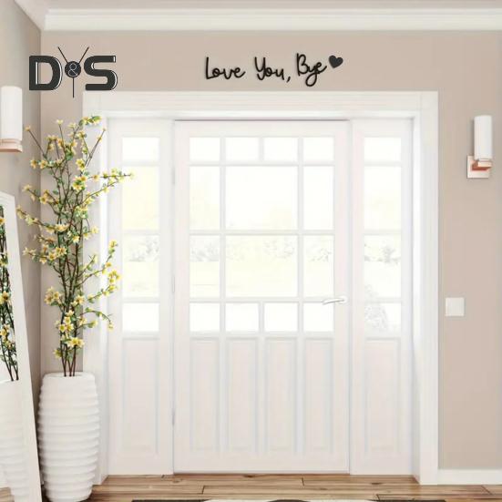 Love You Bye Wooden Sign Wall Decoration Sign Family Entryway Decor Above Door Wall Art Sign for Valentine's Gift Home Entrance Hallway