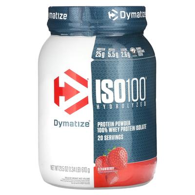 Iso100® Гидролизованный, 100% Изолят Сывороточного Белка, Вкус Клубники, 610 г (1.34 фунта)