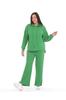 Women's Fashion Big Size Tracksuit Set Green Plus Size Wide Leg Long Sleeve Hooded Tracksuit Set
