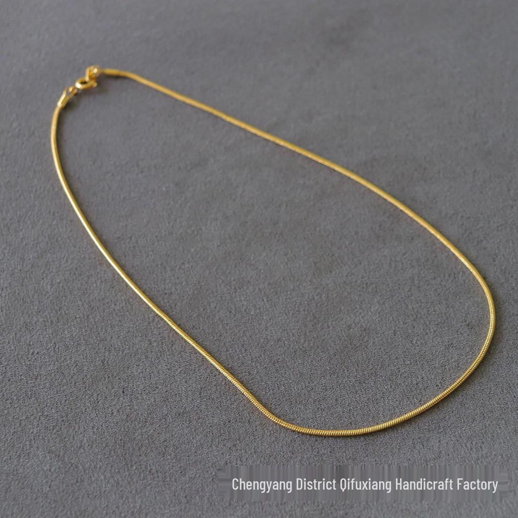 Exquisite Minimalist Snake Bone Chain: 18K Gold-Plated Mini Necklace with Sparkling Gold Thread