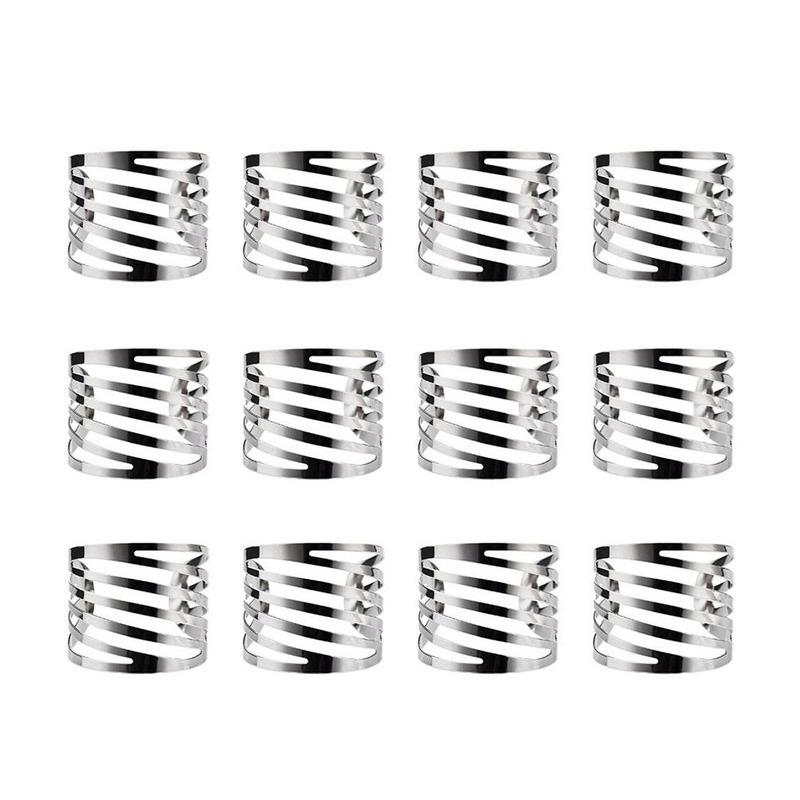 12шт Свадебные кольца для салфеток Украшение стола Полый держатель с пряжкой для салфеток