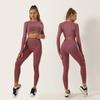 Бесшовный женский комплект для йоги, 3/5 шт., спортивная одежда для тренировок, одежда для спортзала, укороченный топ с длинными рукавами для фитнеса, леггинсы с высокой талией, спортивные костюмы