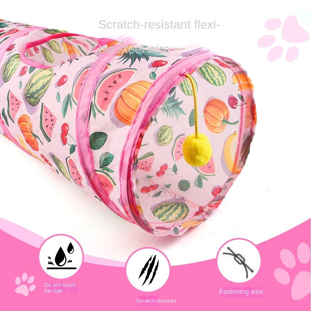 Printed Cat Play Tunnel Foldable Cat Channel Universal Cat Tent Nest Interactive Fun Toy