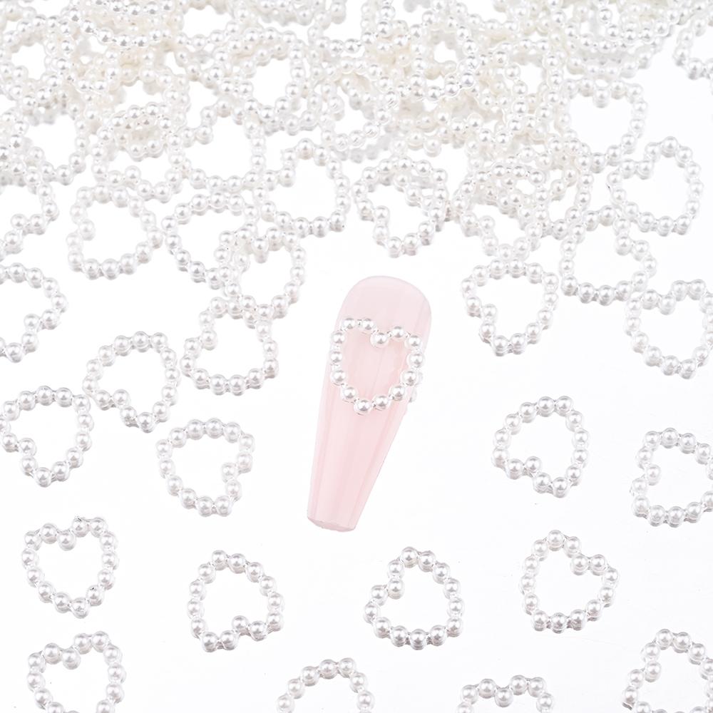 450-100 шт., полые сердечки, жемчужные подвески для дизайна ногтей, белые, розовые, фиолетовые, жемчужные, сердечки, звезды, плоские, 3D, украшения для ногтей, сделай сам, аксессуары для ногтей