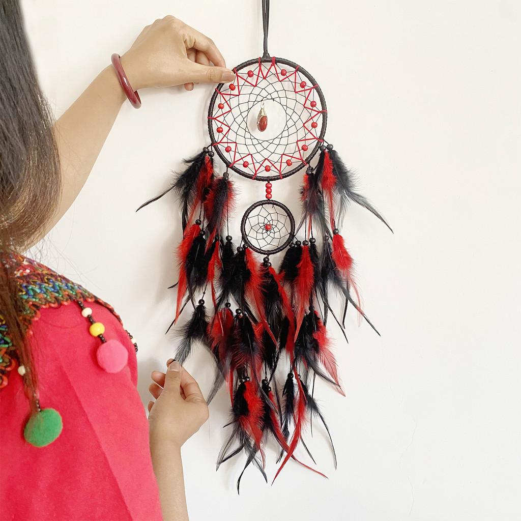 Dreamcatcher Wall Hanging With Feather Handwoven Bohemian Decor For Living Room And Gift Ideas