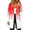 Women's Fashionable Christmas Printed Long Sleeved Drawstring Hooded Zipper Pocket Long Casual Sweatshirt Jacket