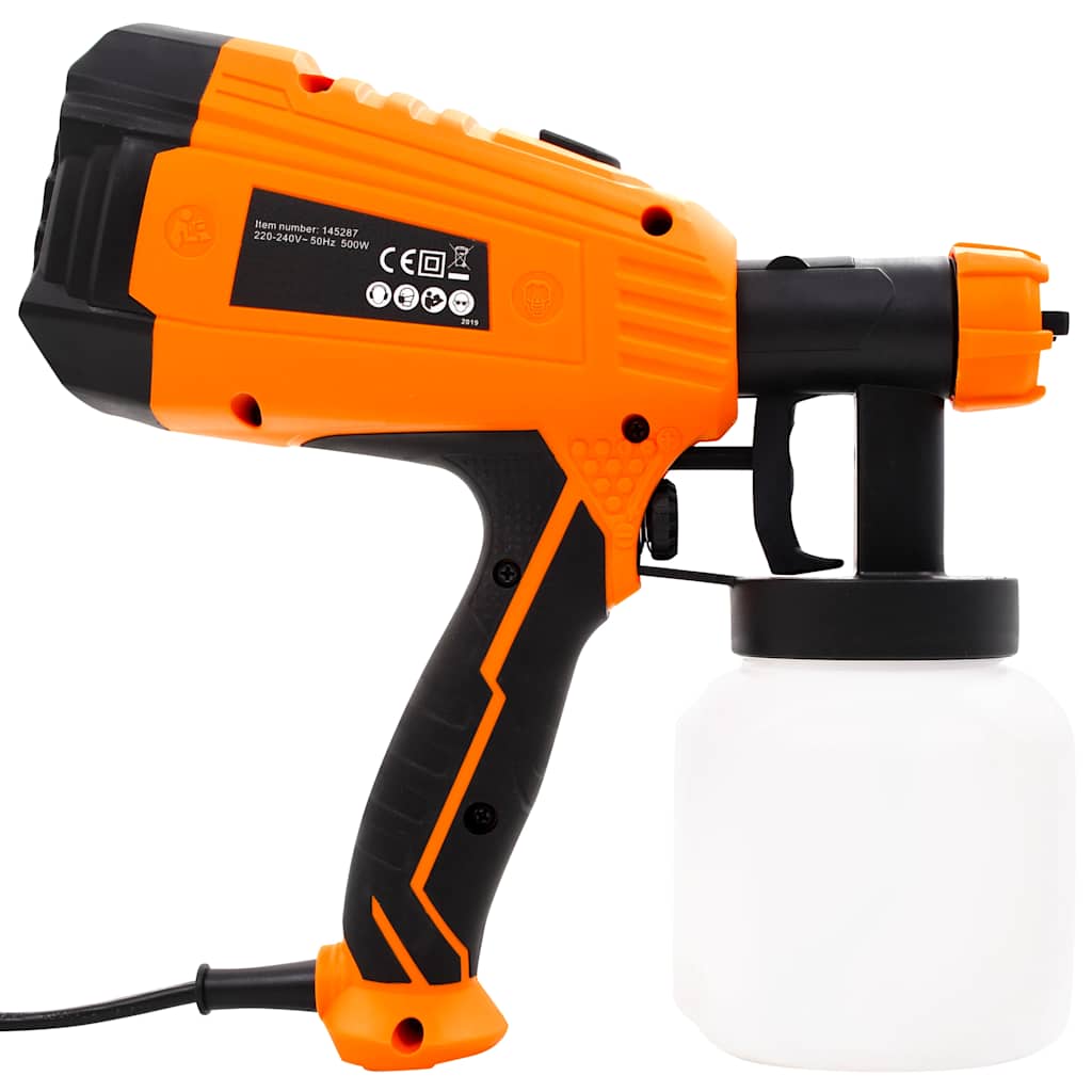 Vidaxl Elektryczny Pistolet Natryskowy Z 3 Dyszami, 500 W, 800 Ml