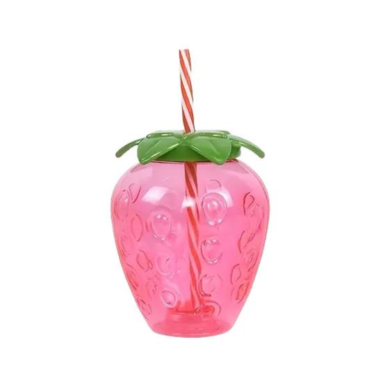 Кружка в форме клубники с крышкой и соломинкой, большой емкости, бутылка для воды с ананасом, портативная, дорожная, многоразовая