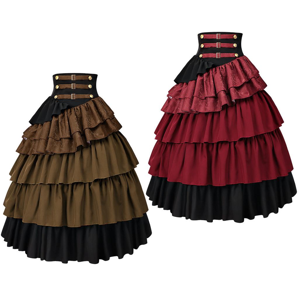 Gothic Steampunk Pirate Skirt For Women With Layered Ruffles For Costume Parties