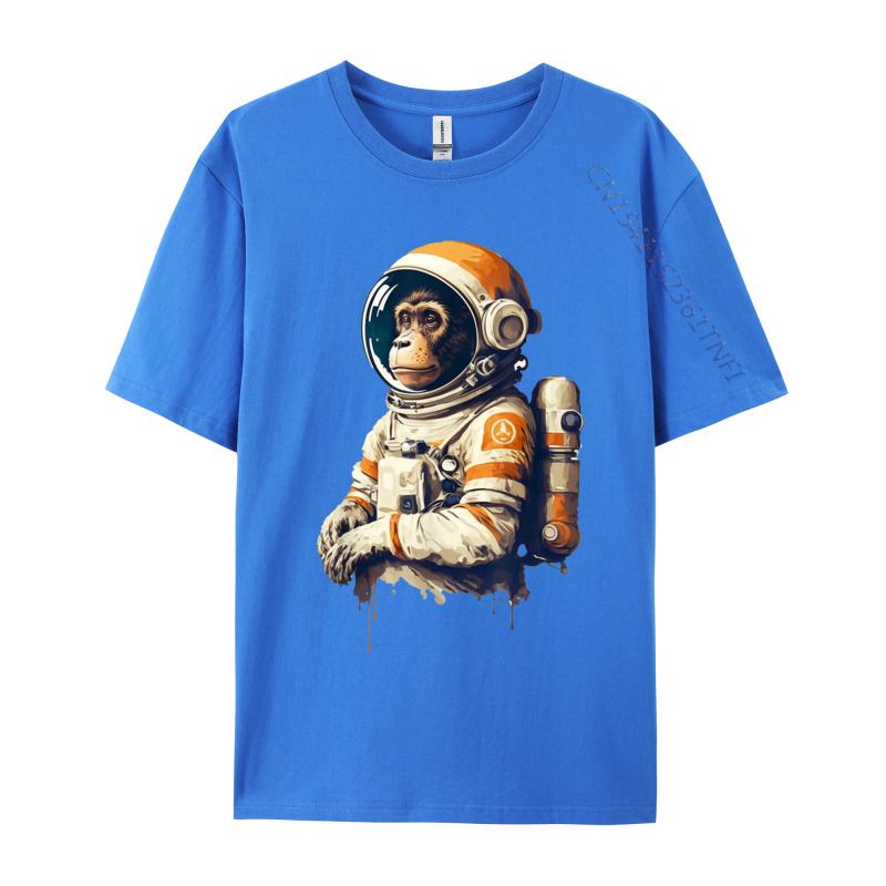 space vintage travel astronaut monkey astronaut Custom Camisa T-Shirt Tops Tees Retro Cotton Normal Clothing Shirt