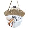 Door Pendant Squirrel Craft Happy Print Acorns Shape Wood Fall Hanging Ornament for Home