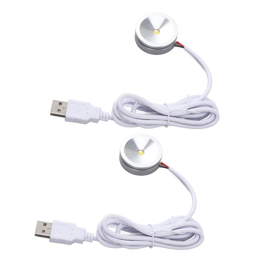 Display Spotlight Round USB Plug in Small LED Showcase Lamp with 4.2ft Cable for Jewelry Cabinet Cupboard Shelf 5V