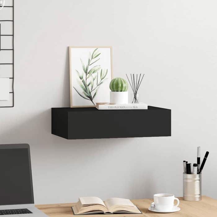 VidaXL Wall Shelf with Drawer Floating Shelf Hanging Shelf Wall Mount Living Room Lounge House Interior Black 330243