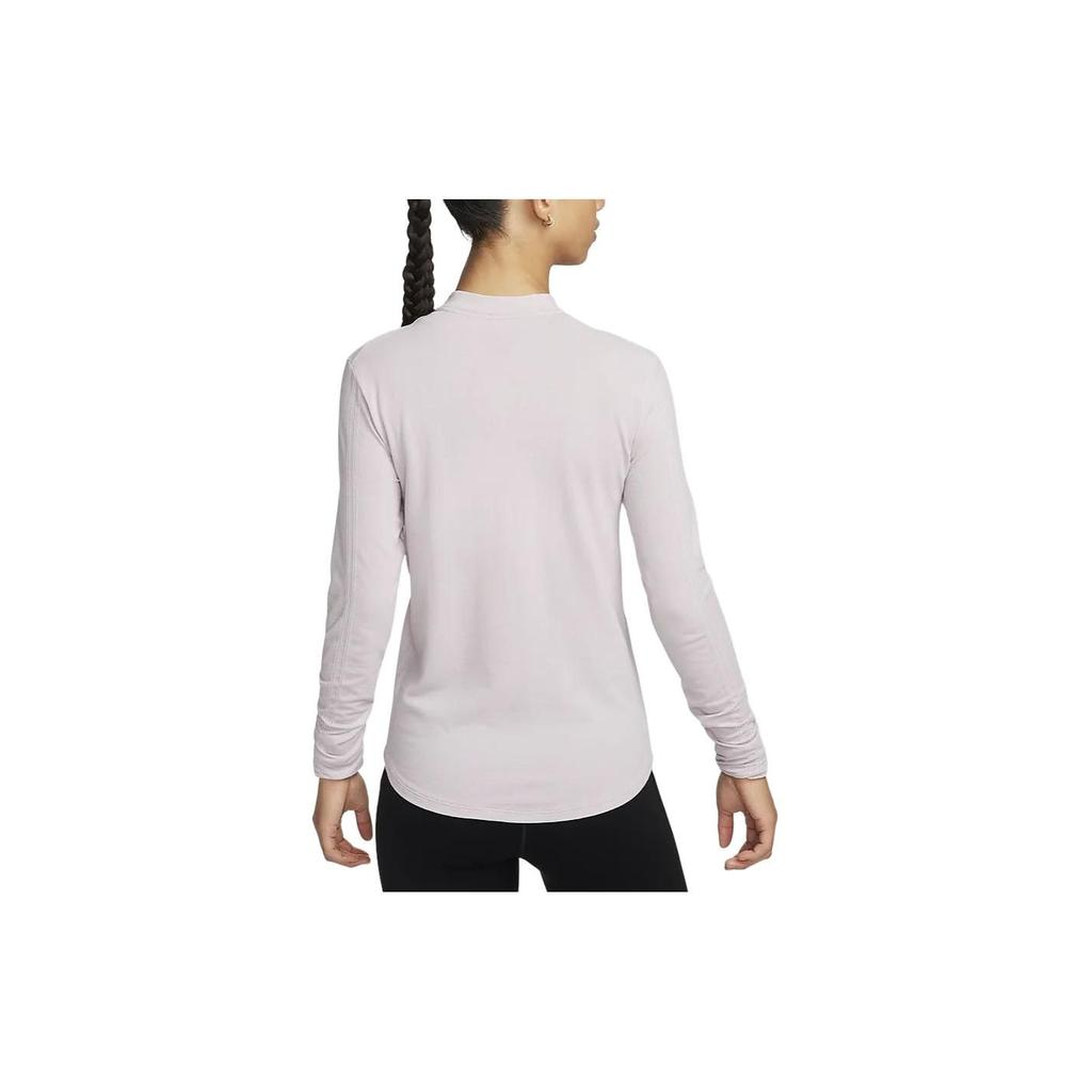 Nike Solid Color Quick-Dry Round Neck Casual Long Sleeve T-Shirt Women Tops Gray Purple FB6846-019