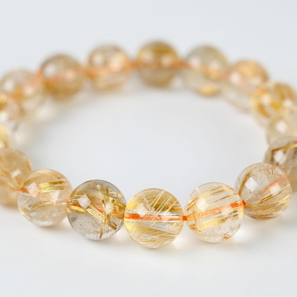 Ювелирный город Сёсэнкё Рутиловый кварц 17 см Внутренний камень силы для удачи и работы [Эйгадо] Браслет, Бусины 12,5 мм, Диаметр, Удача, Деньги,