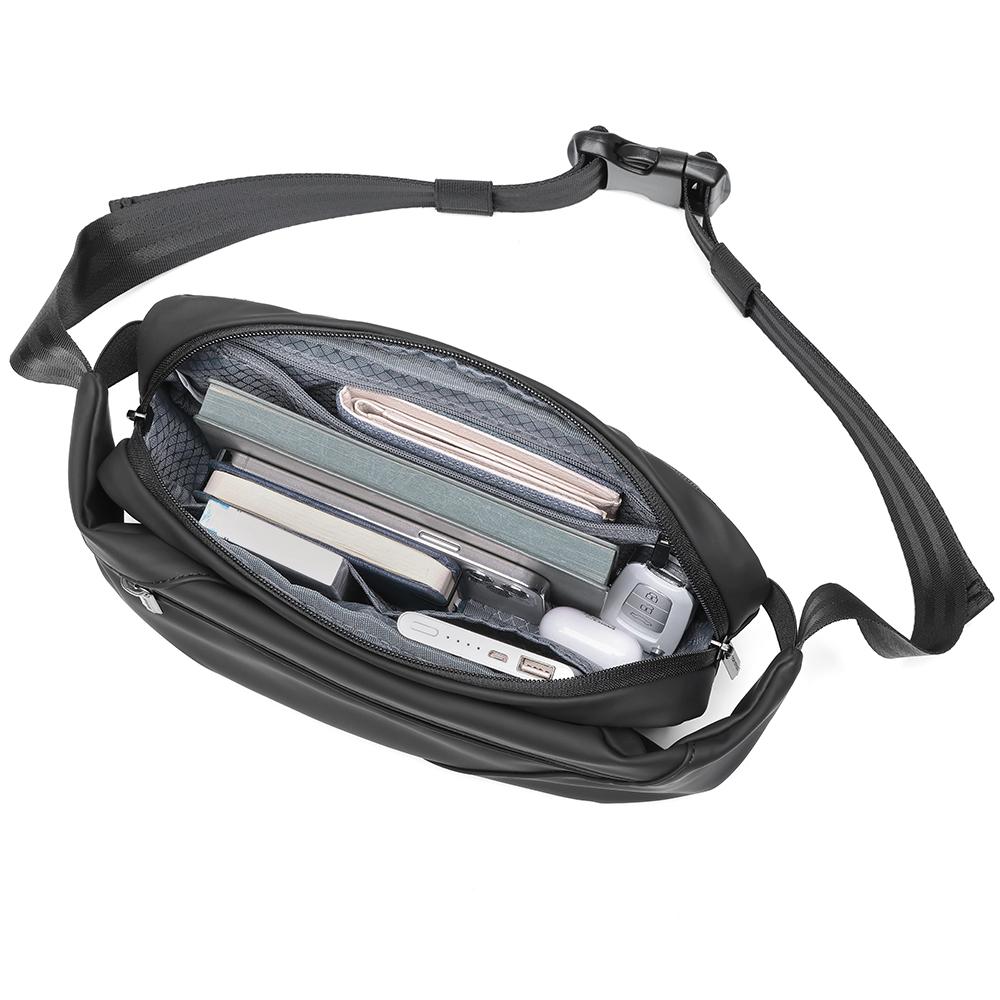 Мужская сумка через плечо Мужская поясная сумка Маленькая нагрудная сумка Сумка на одно плечо Водонепроницаемая сумка-мессенджер Спортивная сумка для бега на открытом воздухе Сумка для мобильного телефона Черная AP-38