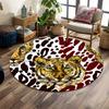 Tiger Face with Abstract Spots Print Round Rug, Living Room, Bedroom, Playroom Carpet, Non Slip Floor Mat, Gift