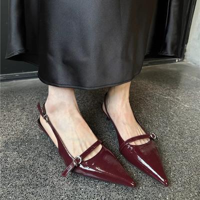 Модные женские новые летние босоножки на шпильке, с острым носком, с неглубоким вырезом, с металлической пряжкой, фиксирующие стопу, противоскользящие, износостойкие, с каблуком