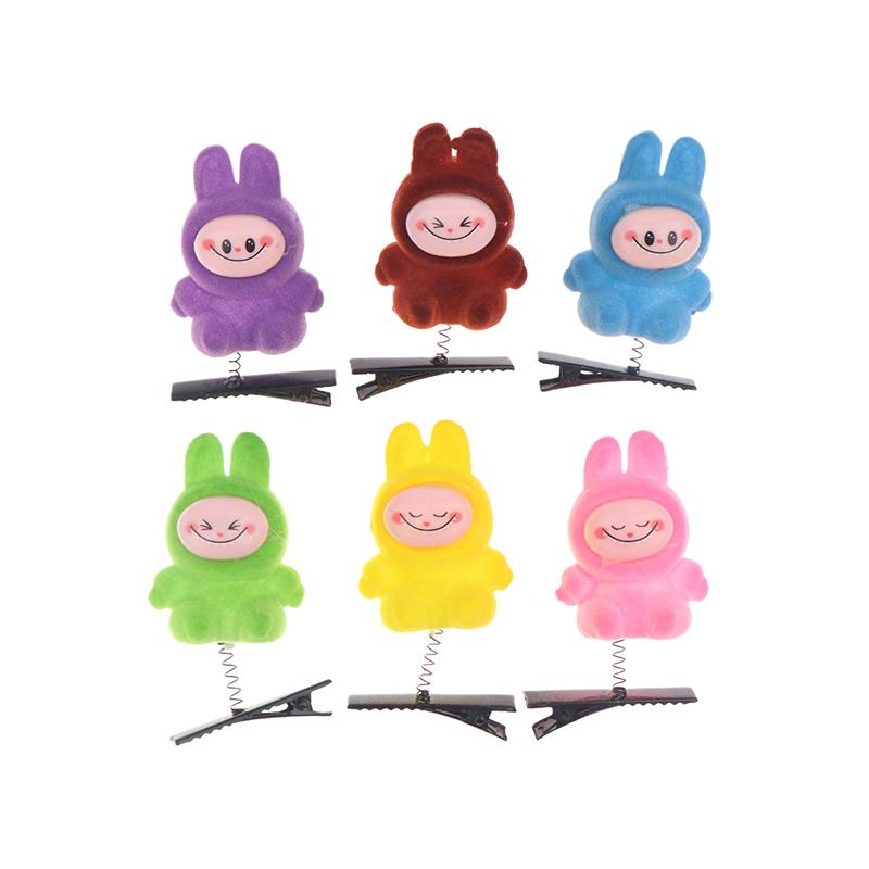 6 шт. Kawaii Labubu Spring Hair Clip 3D Cartoon Doll Hairpins Duckbill Clip Headbill Children's Hair Accessories Party Decorations
