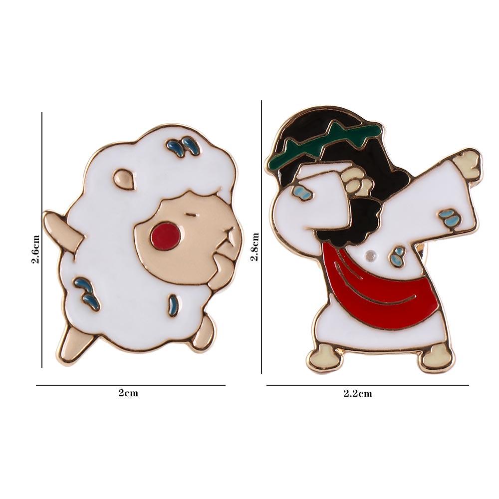 Little Sheep Shirt Lapel Pins Swag Dancing Christian Faith Icon Badge Enamel Brooches Women Men