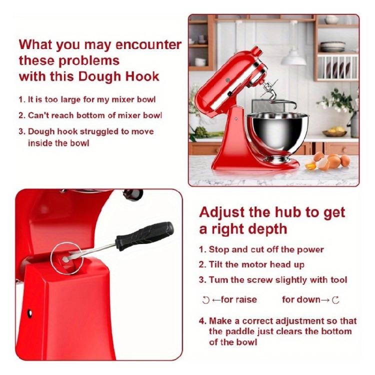 95 x 140 mm Dough Hook Attachment Stainless Steel Replacement Part for Stand Mixer Use in Home Baking, Bread Dough Mixing and Kitchen Dough Work