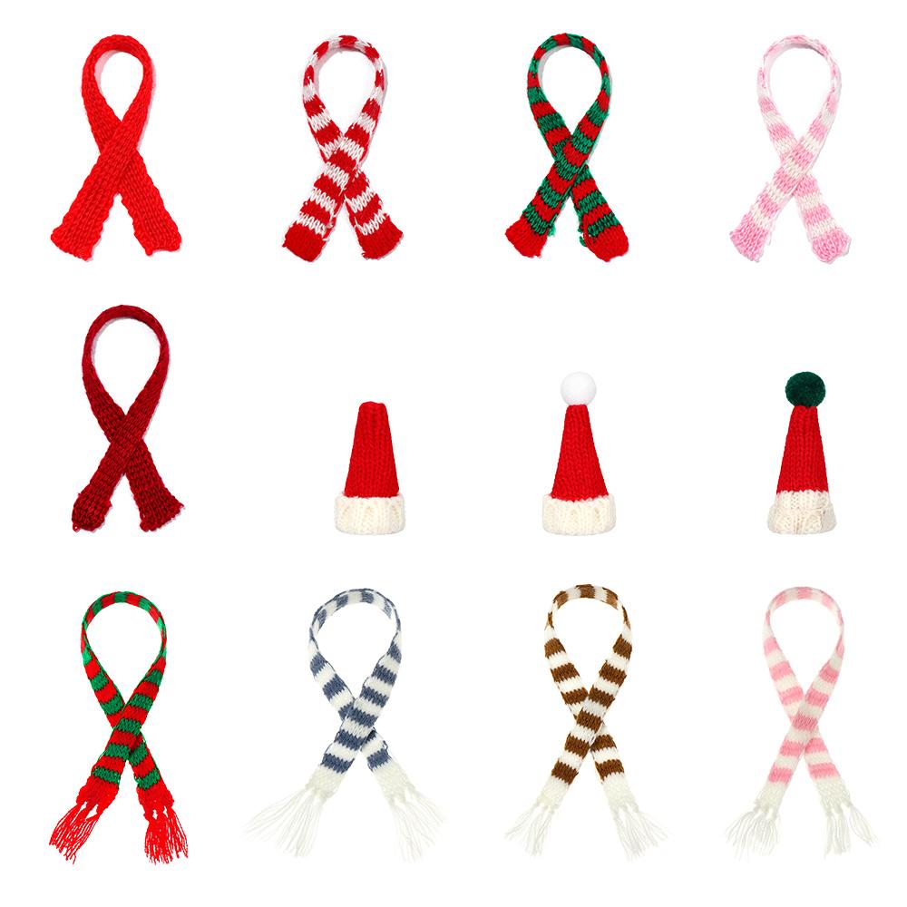 Аксессуары Миниатюрная одежда Кукольный шарф Шапка Вязаные шарфы Материал ручной работы Мини Рождественские шапки