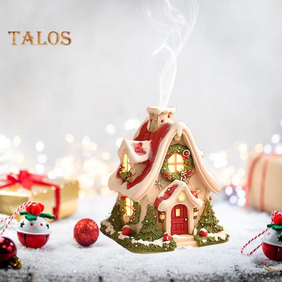 Christmas Snow House Incense Burner Winter House Incense Cone Holder Xmas Party Desktop Decoration Ornament Holiday Gift