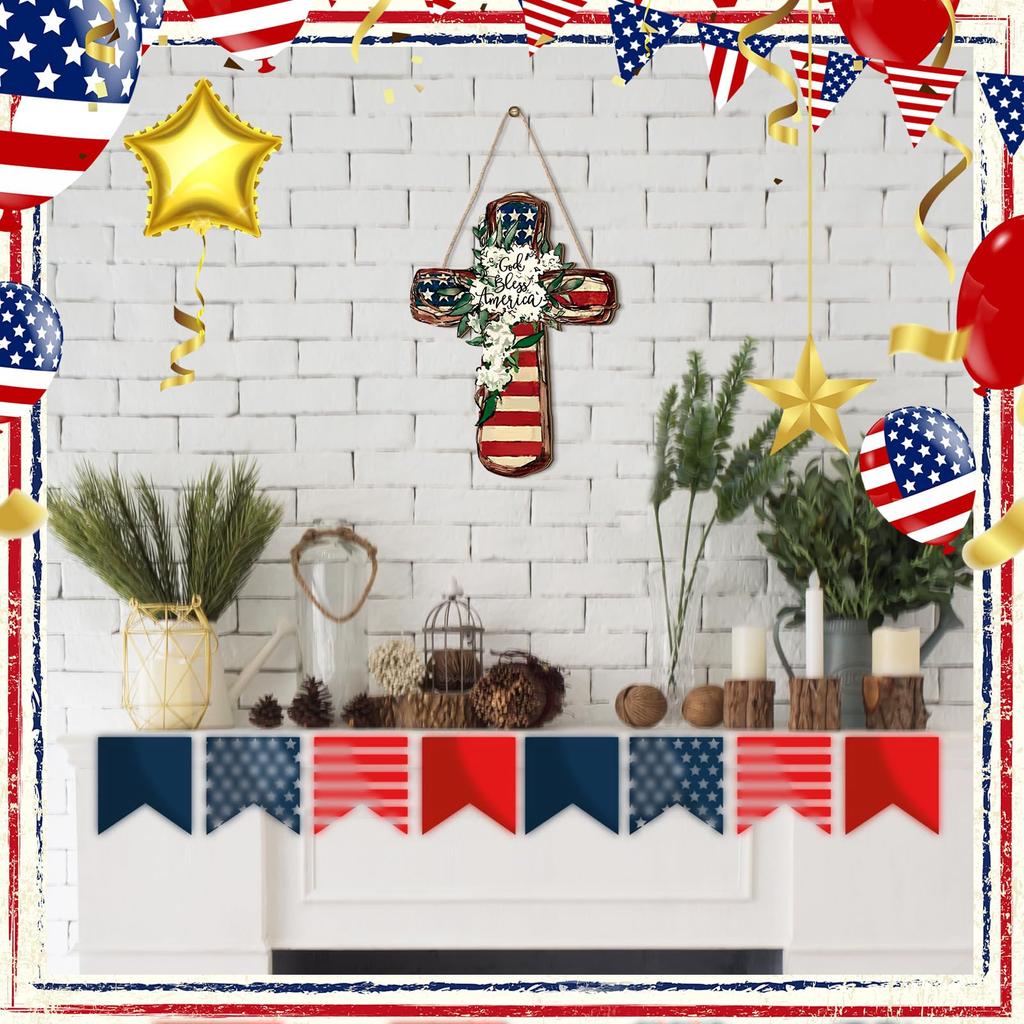 Independence Day Wooden Door Signs Wreath Decorations Door Hanging Wall Hanging Home Decoration