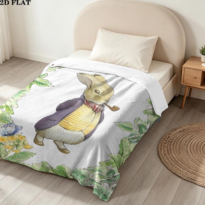 1PC Peter Rabbit Patterned Flannel Blanket Suitable For All Seasons For Home Decor Warmth And Comfort Gifts Holiday Present