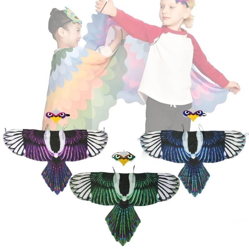 Яркий детский плащ с крыльями орла и повязка на голову для Хэллоуина и праздничных торжеств