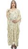 Moms Pale Yellow Maternity Kimono Sleeve Kaftan Nursing Maxi Dress-10