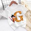 Футболка Dragon Ball Goku Детская с буквами от A до Z Топ Мультяшная Летняя Мода Белая с Коротким Рукавом Одежда Детская Повседневная Одежда Подарок