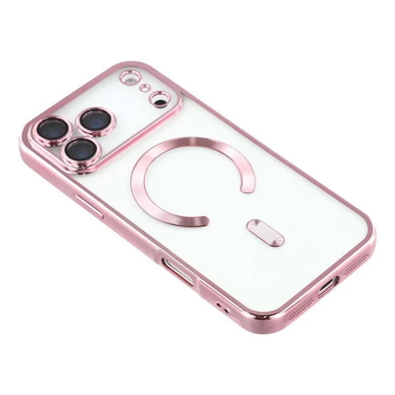 For iPhone 17 Pro Max Magnetic Case WANLONFENG Full Protection Electroplated TPU Cover with Tempered Glass