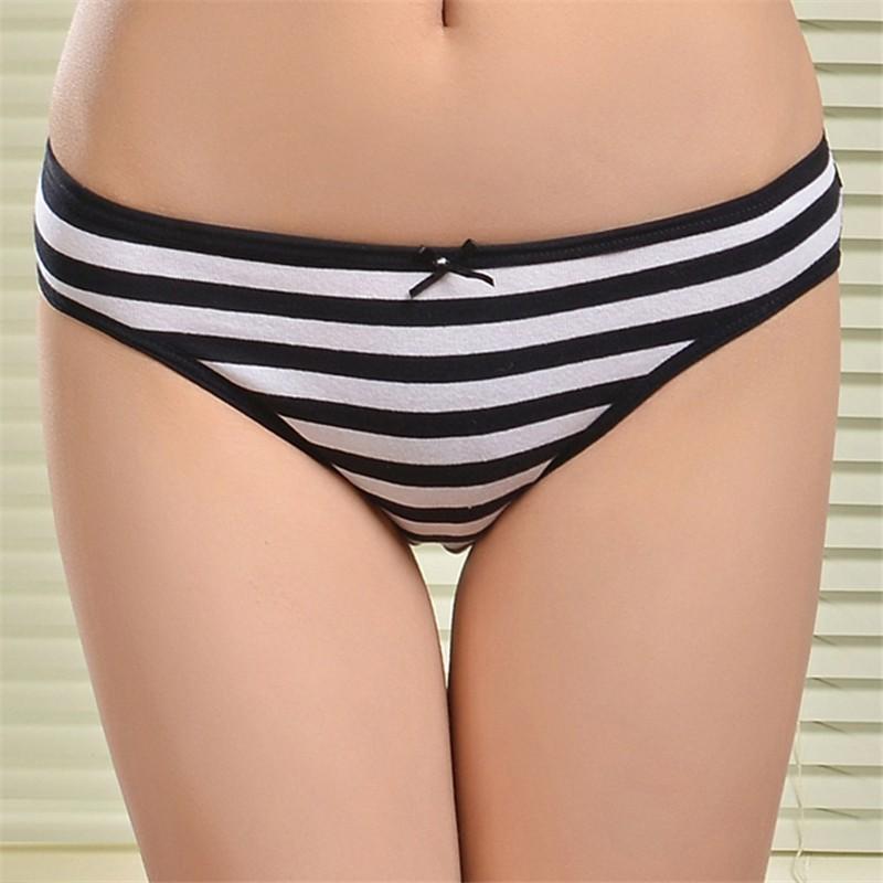 Cotton Panties for Woman Sexy Lace Underwear Briefs Set Lingerie Girls Ladies Bikini Underpants Striped Print Knickers 10Pcs/set