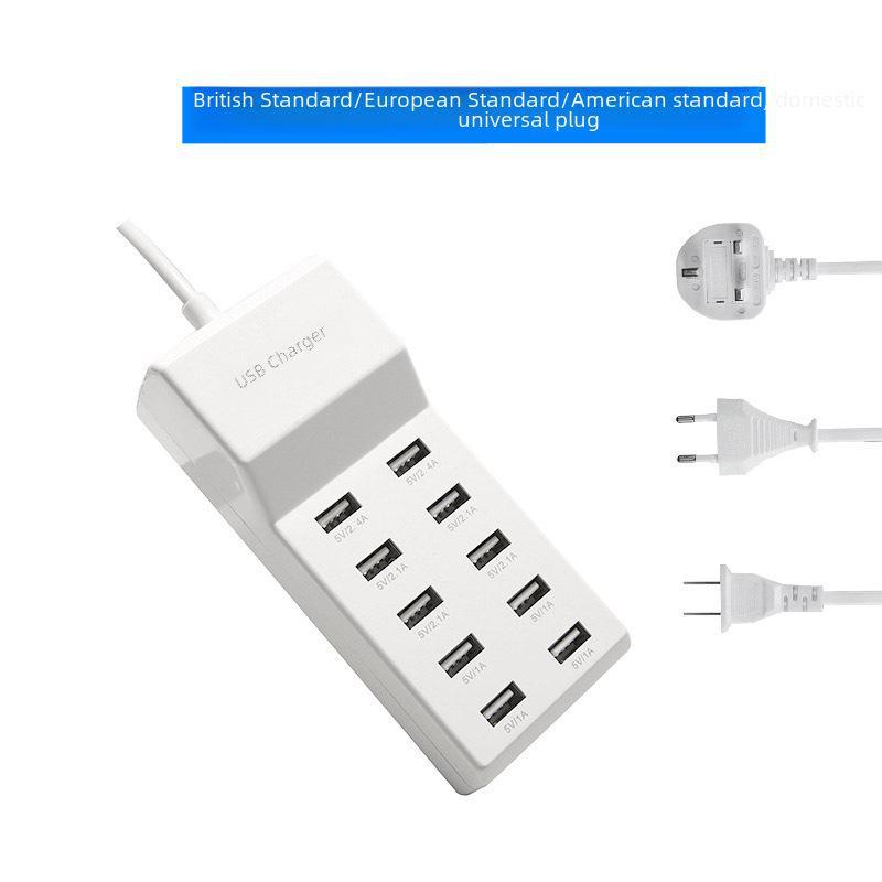 10-портовое 10A быстрое USB-зарядное устройство для телефонов и планшетов Android, интеллектуальная многогнездовая зарядная вилка 2.4A