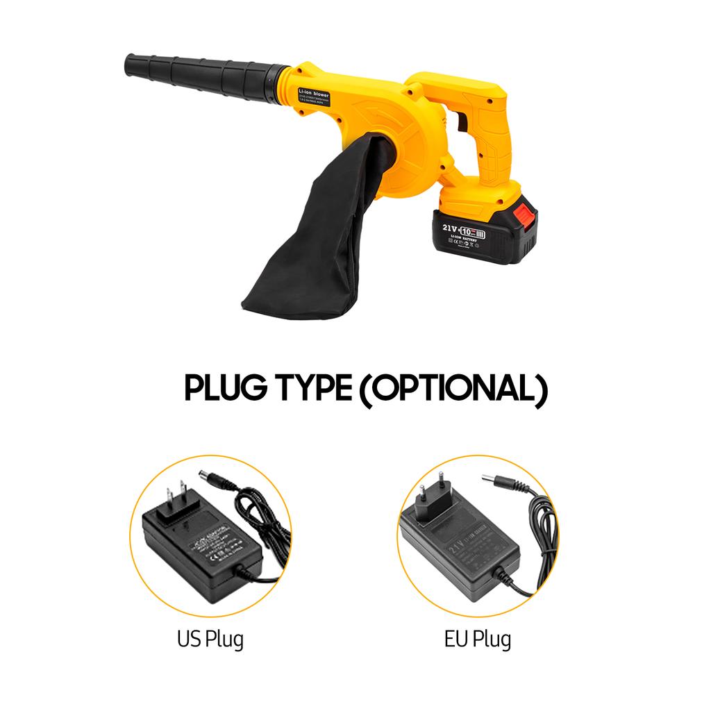 21 В перезаряжаемая литиевая электрическая воздуходувка, 3000 мАч литиевая беспроводная воздуходувка для листьев, большая мощность