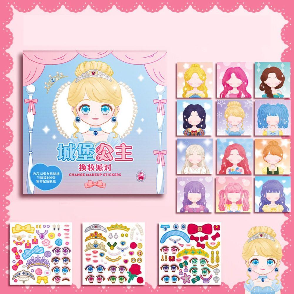 Красивая наклейка для макияжа, книга, головоломки, игры, наклейка со сменой лица, наклейка со сменой лица