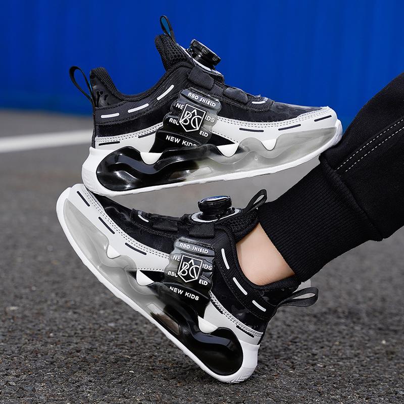 Unisex Sports Shoes Children Luminous Sports Shoes Thick Bottom Fashionable Boys Sports Shoes Rotating Button Girls Sports Shoes